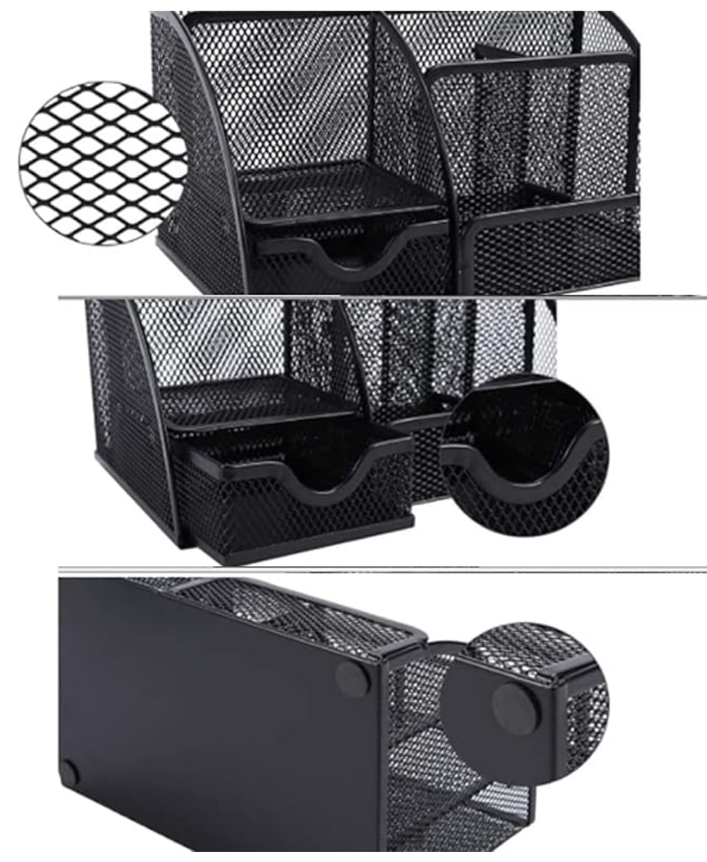 Zaroon Mesh Desk Organizer – Multi-Compartment Pen and Paper Holder
