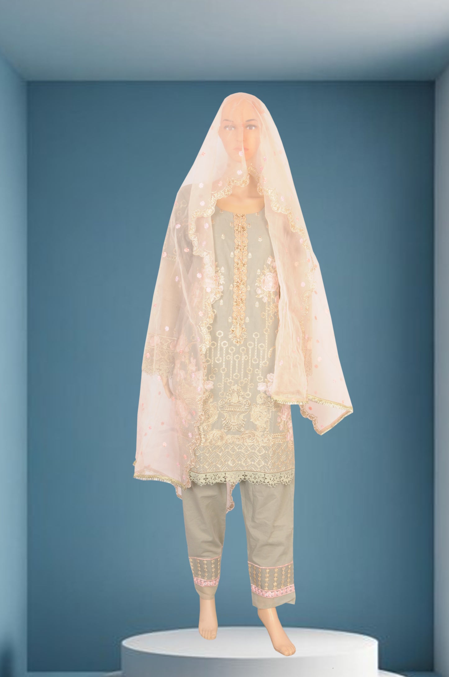 Zaroon Pastel Embroidered Suit for Eid