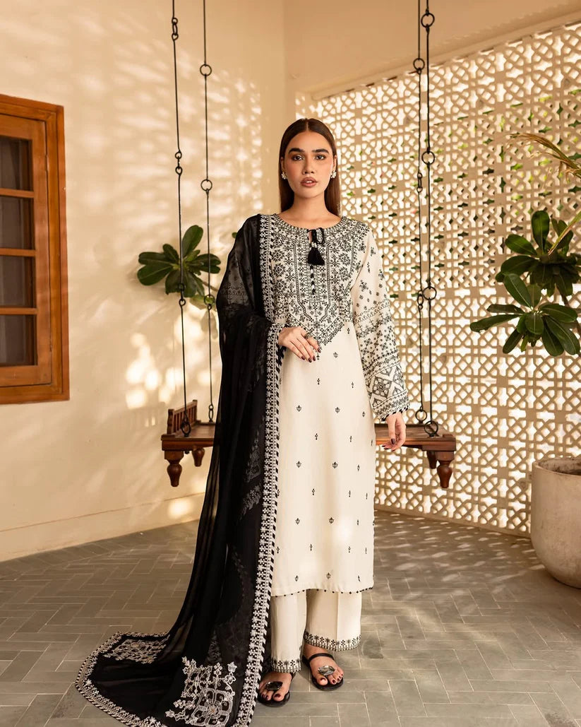 White 3-Piece Embroidered Kurta Set