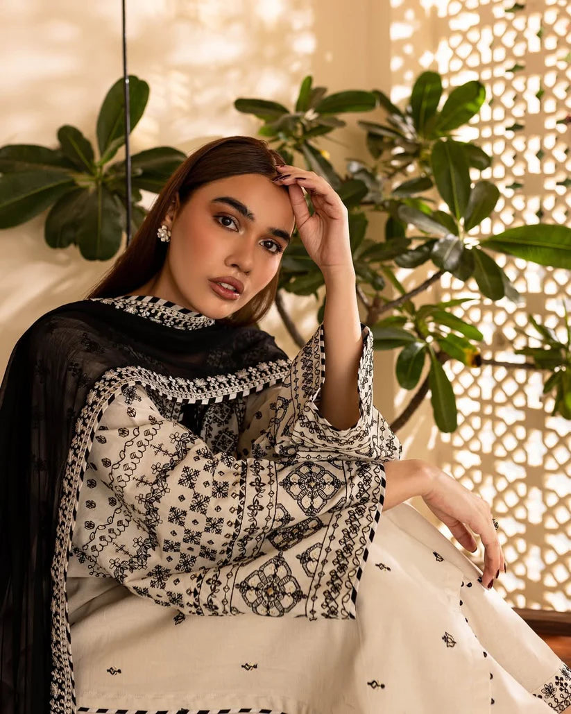 White 3-Piece Embroidered Kurta Set