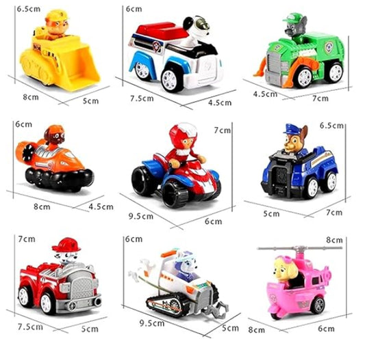 9-Piece Dog Patrol Toy Car Set with Action Figures for Kids