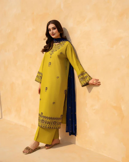 Embroidered 3-Piece Suit – Classic Handcrafted Elegance