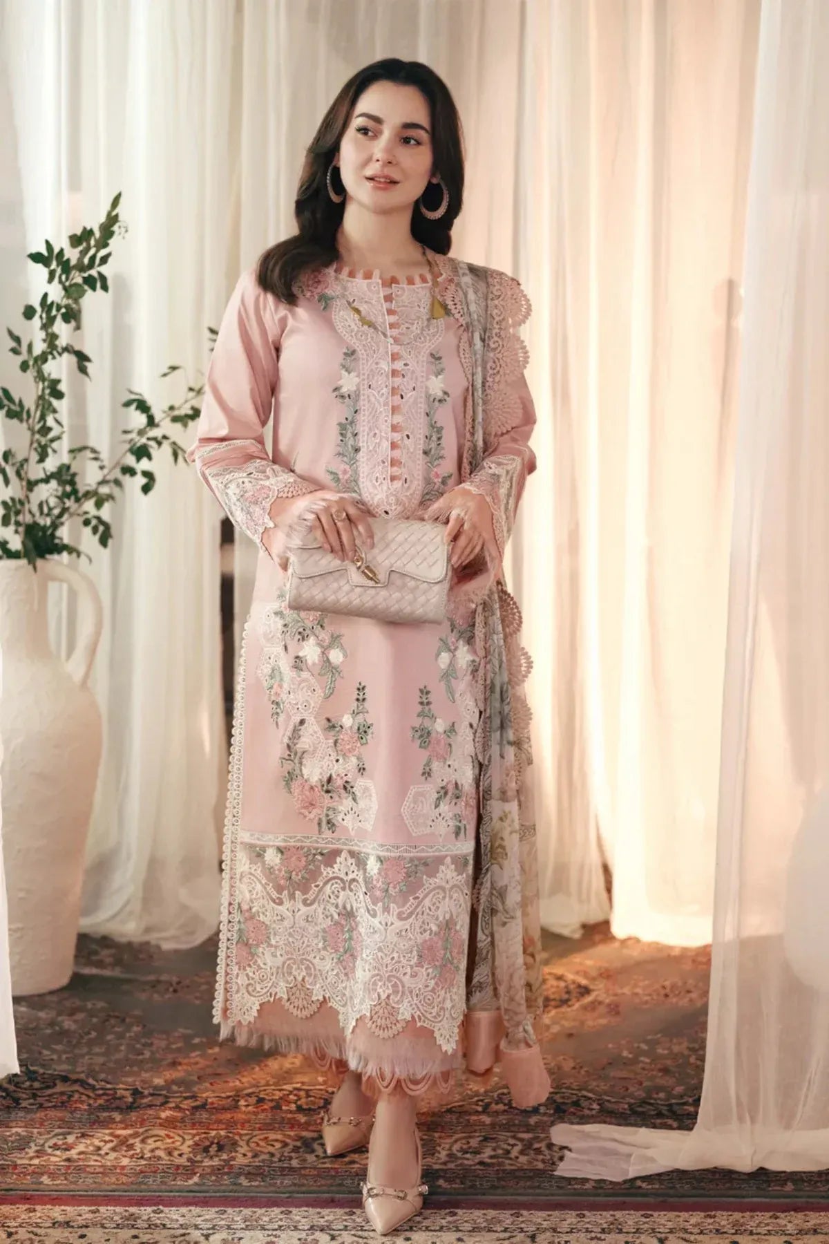 Maria - Dhanak Chikankari Emroidered 3PC Suit | Unstitched Winter Luxe